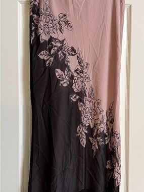 Mauve and Black Floral Maxi Skirt